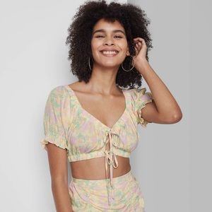 Wild Fable Crop Puff Sleeve Top SZ Large